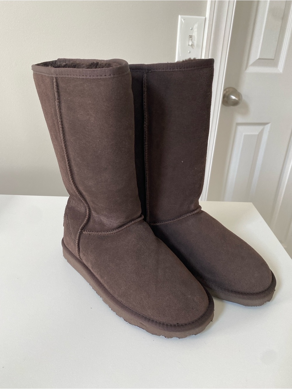 Chocolate Brown Plush Fuzzy Boots